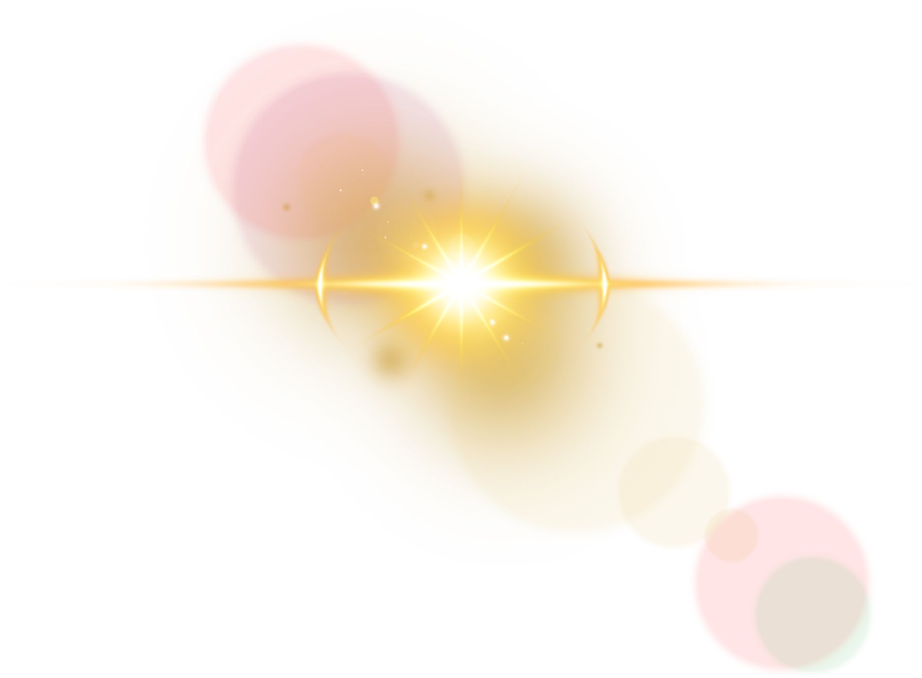 Realistic golden digital glowing lens flare